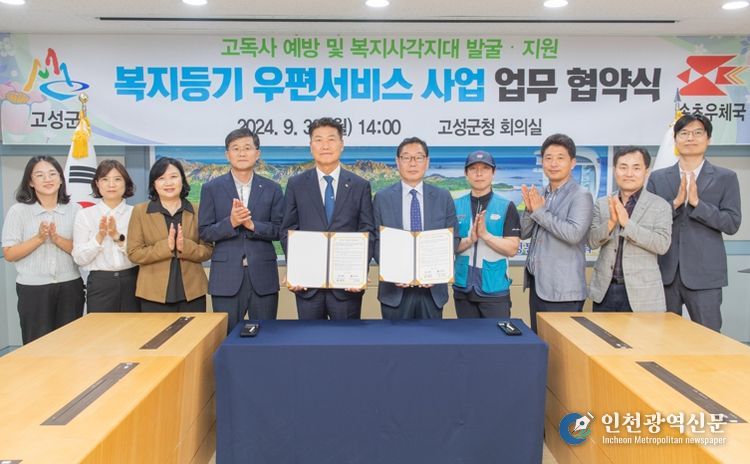 고성군-속초우체국, 고독사 예방 ‘복지 등기 우편서비스’ 업무 협약 체결