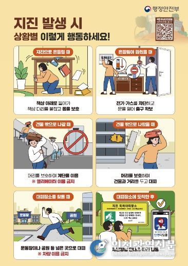 지진 발생 시 상황별·장소별 행동요령
