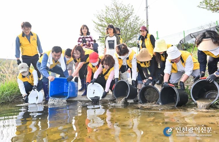 울산 중구(구청장 김영길)와 황방산두꺼비 봉사단(단장 신근재)이 18일 오후 장현저류지 일대에서 황방산 두꺼비 올챙이 긴급 구조활동을 펼쳤다. 김영길 중구청장과 중구청 직원, 황방산두꺼비 봉사단원 등 20여 명은 산란지에서 벗어나 헤매고 있는 두꺼비 올챙이 수천 마리를 양동이에 담아 다시 장현저류지로 옮겼다.