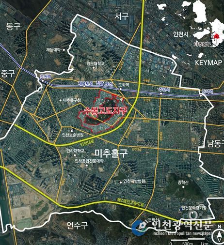 수봉 고도지구 위치도
