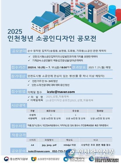 2025년 인천청년 소공인디자인 공모전 홍보 포스터