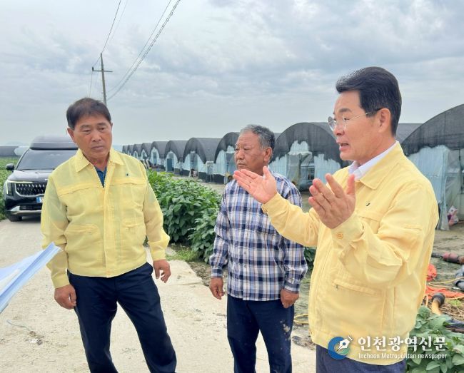 권익현 부안군수, 호우 피해 비닐하우스 현장 방문