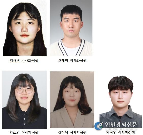 윗줄 왼쪽부터 박사과정 지채영 씨, 조재익 씨, 석사과정 안소연 씨, 강다예 씨, 박상영 씨.