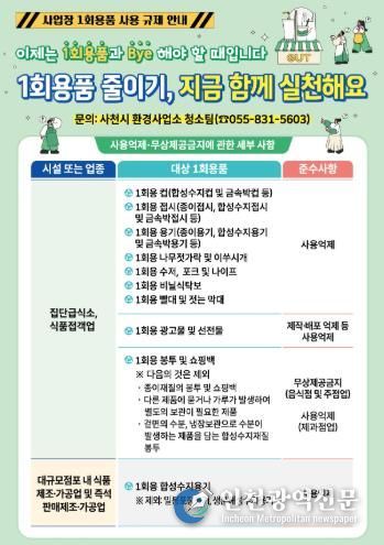 사천시, 1회용품 사용규제 사업장 집중 점검 실시