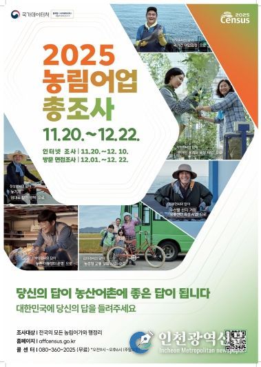 남동구, 2025 농림어업총조사 실시