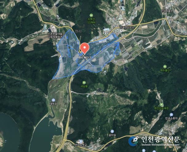 안내면 현리 462-2 일원 위치도