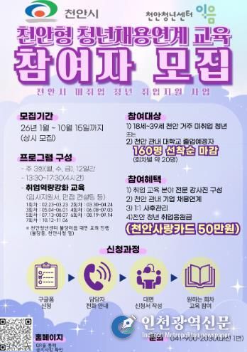 ‘2026년 천안형 청년 채용연계 프로그램’ 참여자 모집 홍보문.