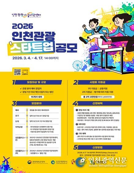 2026 인천 관광스타트업 모집’공모 포스터