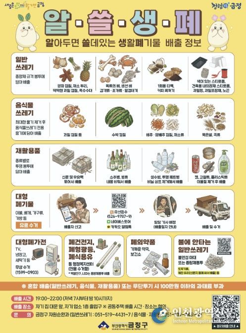 부산 금정구, 생활폐기물 배출 정보 홍보지(알‧쓸‧생‧폐) 제작