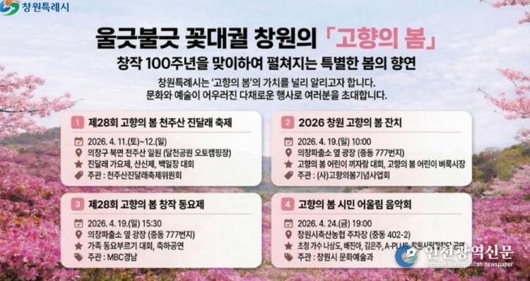 창원특례시, '고향의 봄'과 함께하는 4월 문화예술행사 개최