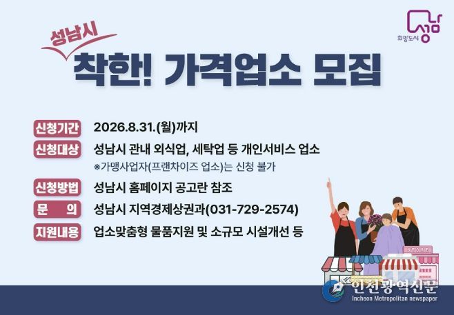 성남시, 착한가격업소 신규 모집