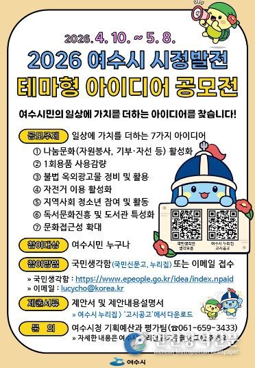 ‘2026년 여수시 시정발전 테마형 아이디어 공모’ 포스터
